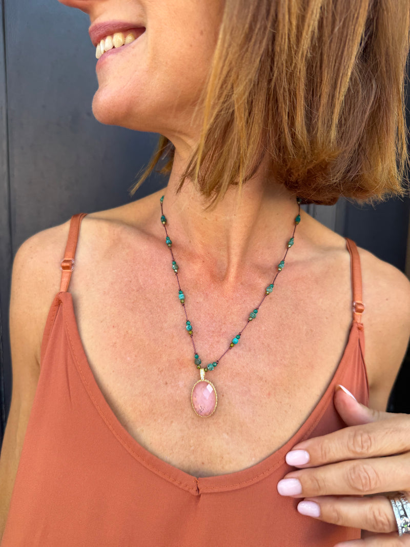 Collier LOU pierres et chaînes perles