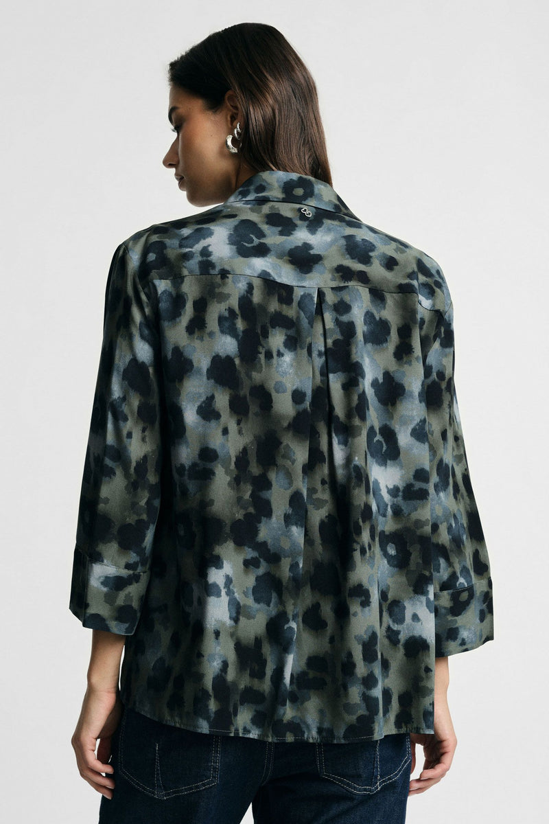Blouse Please Vicky Manches 3/4 Léopard Blu