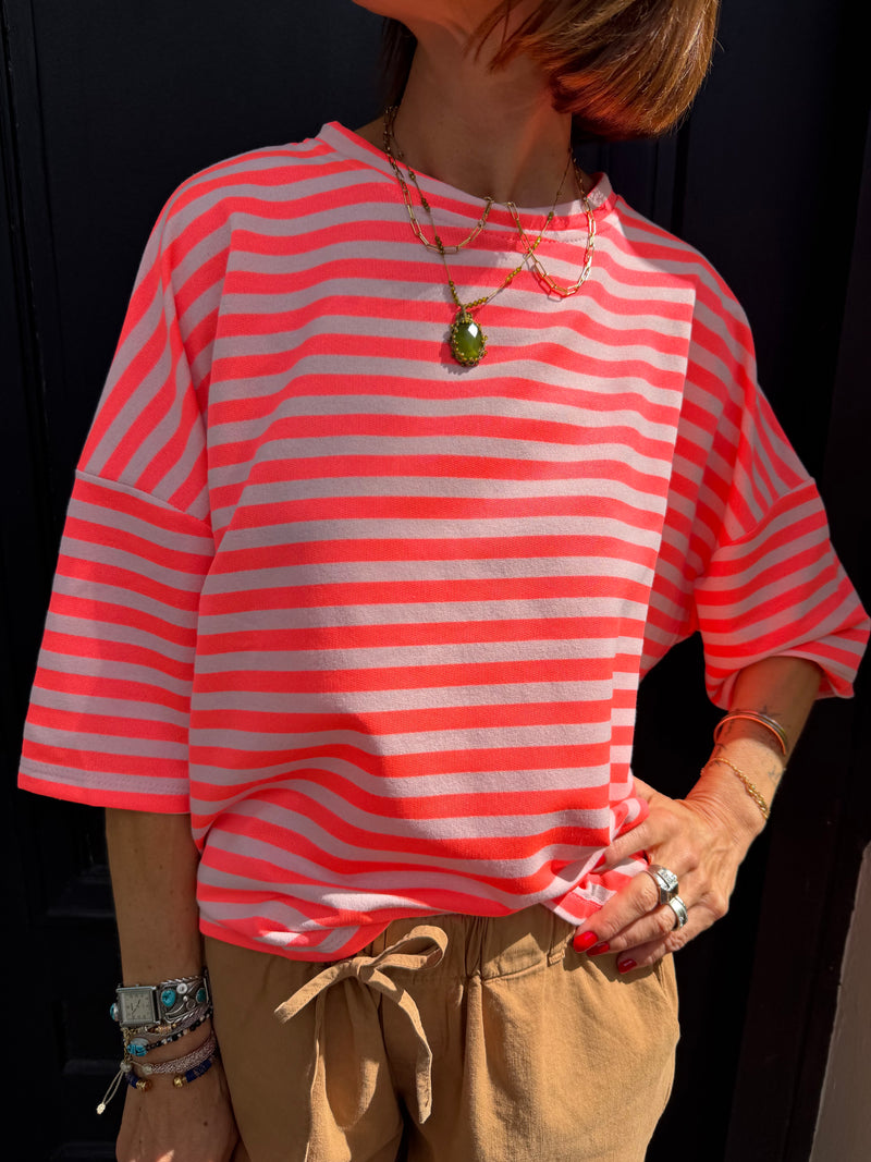 T-shirt Olivia à rayures manches courtes