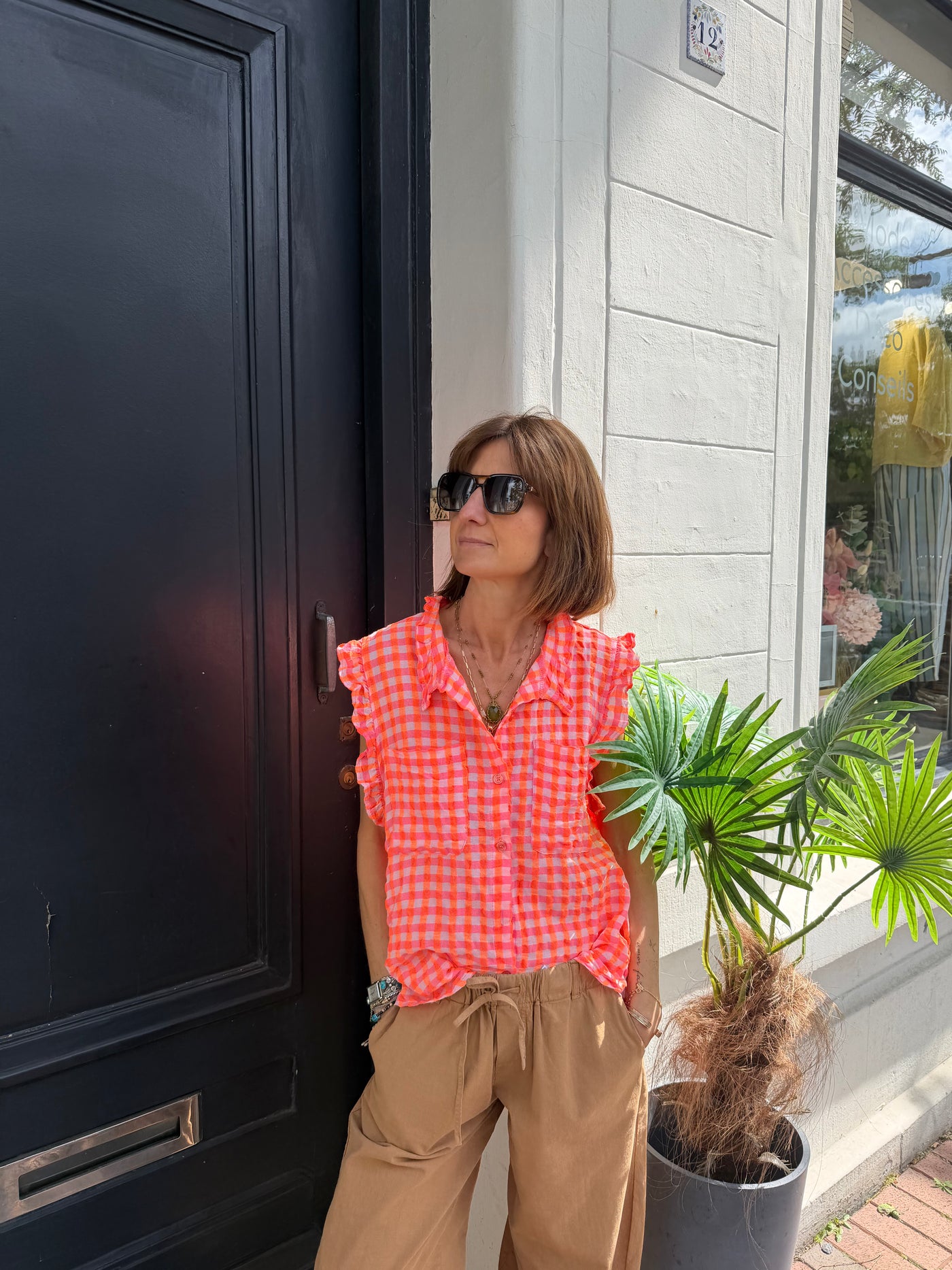 Blouse Lumia sans manches vichy