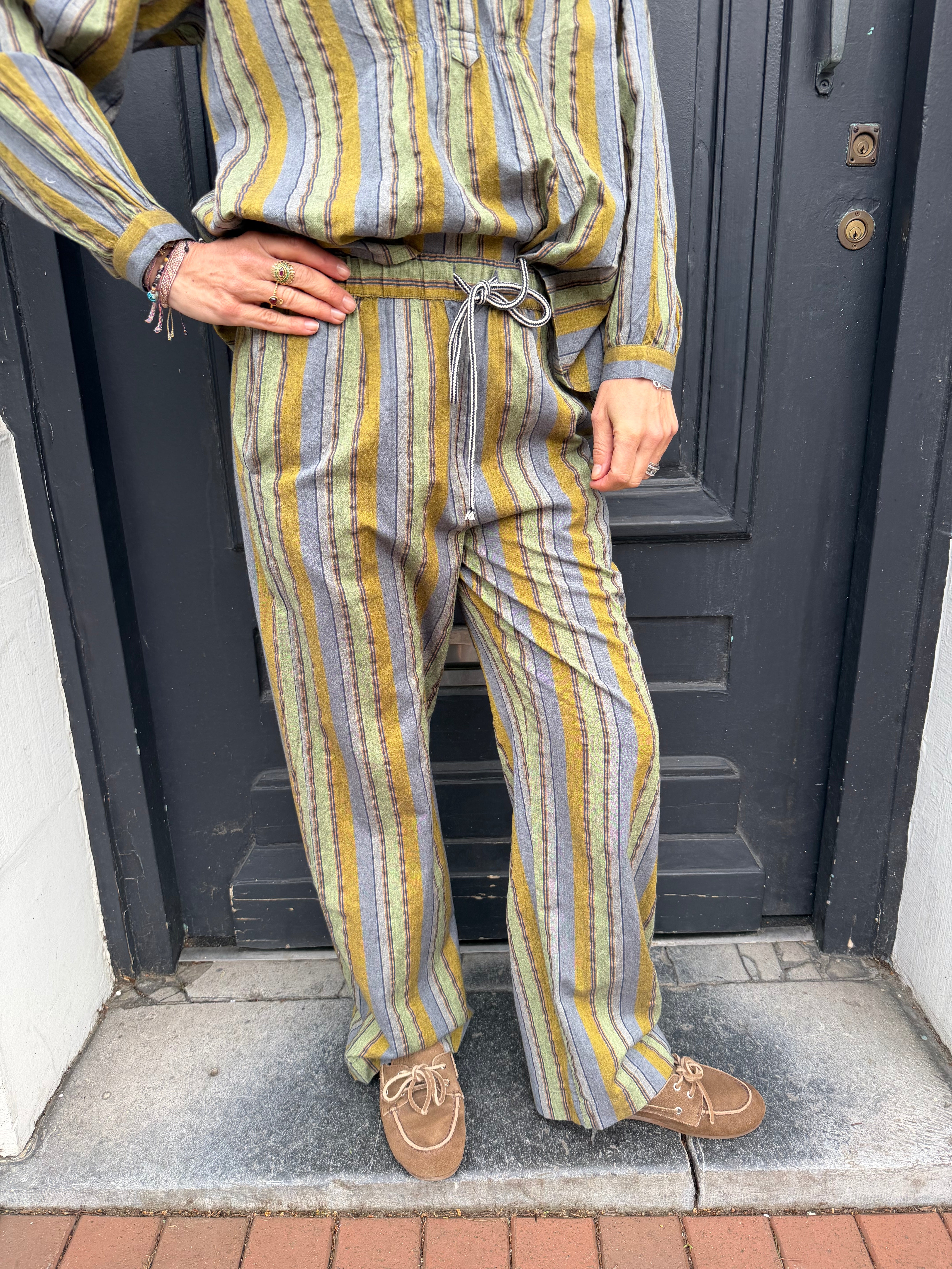 Pantalon HOD Poppy green stripe