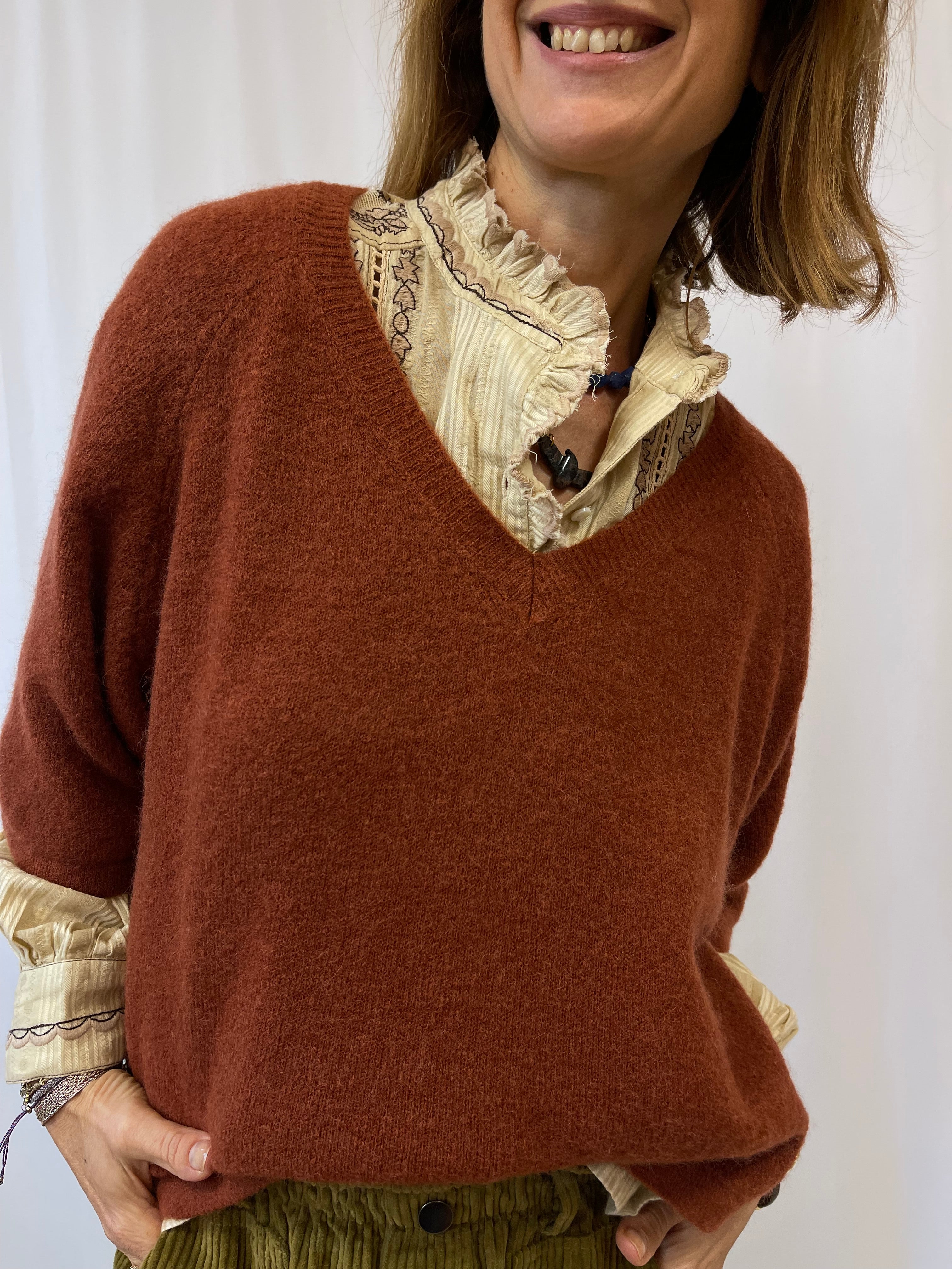 Pull manches 3/4 AMANDINE Arty Blush