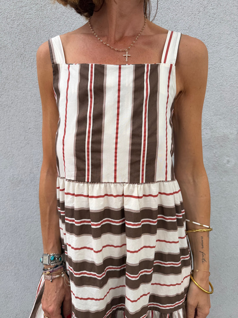 Robe Johanna Lola longue trapèze à volant