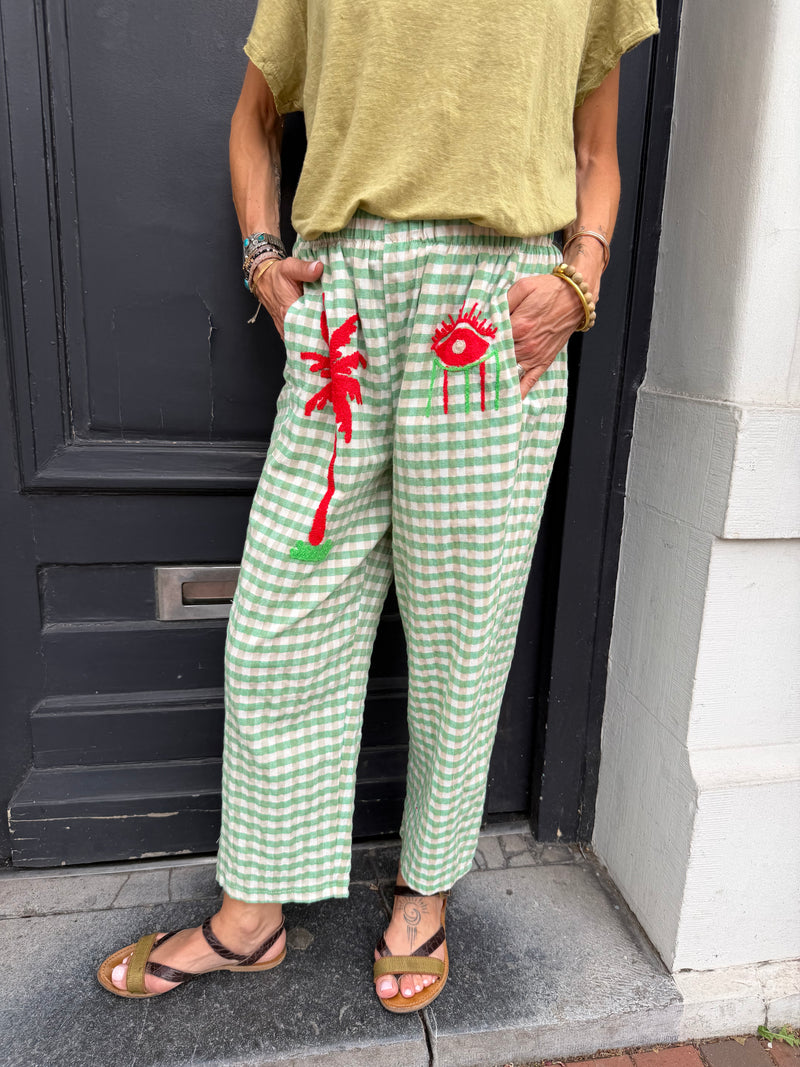 Pantalon Johanna Lorie à carreaux vert