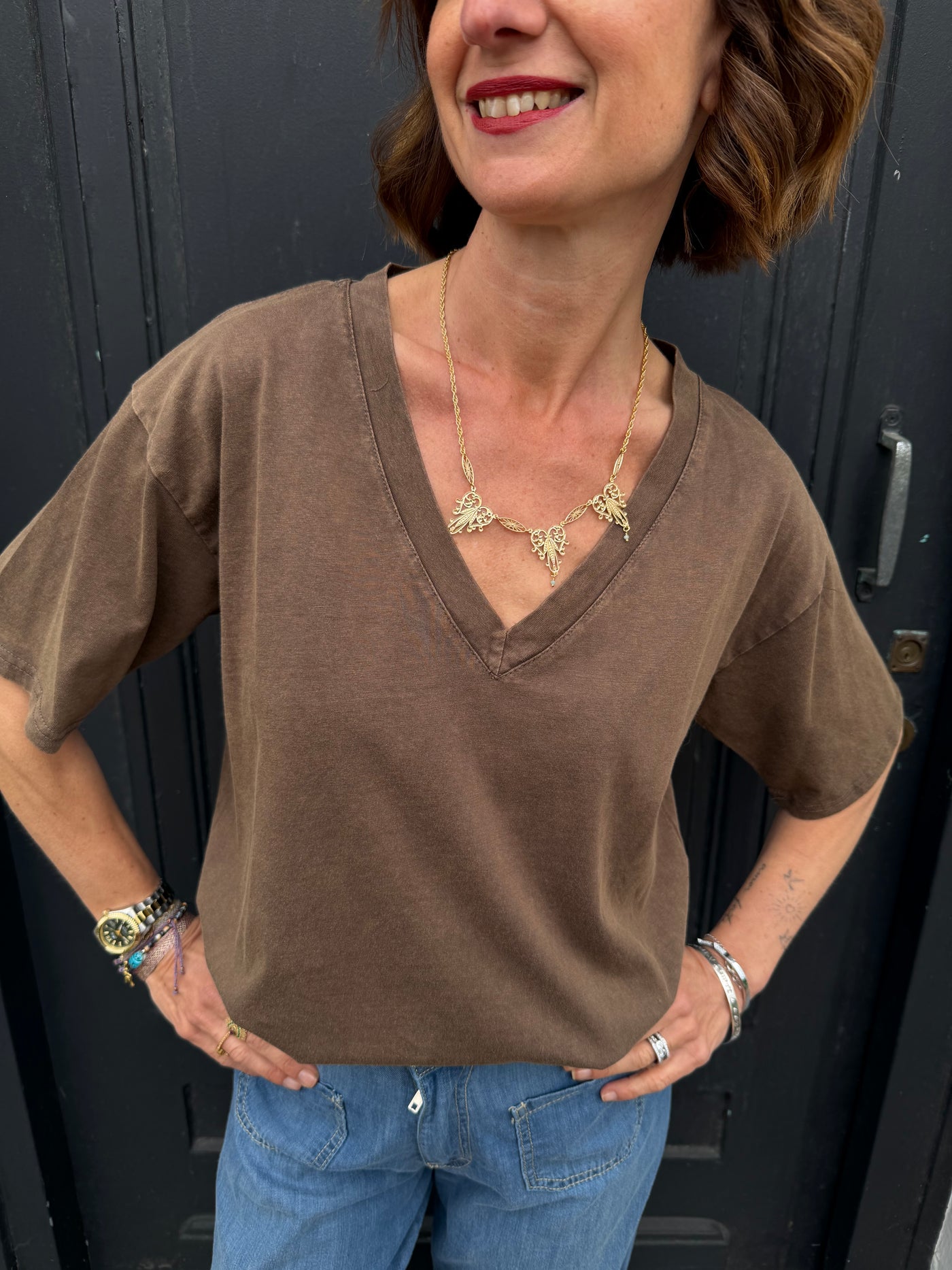 T-shirt Basile coton col V