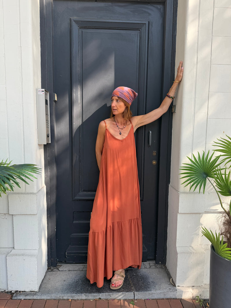 Robe Vick longue uni bretelles