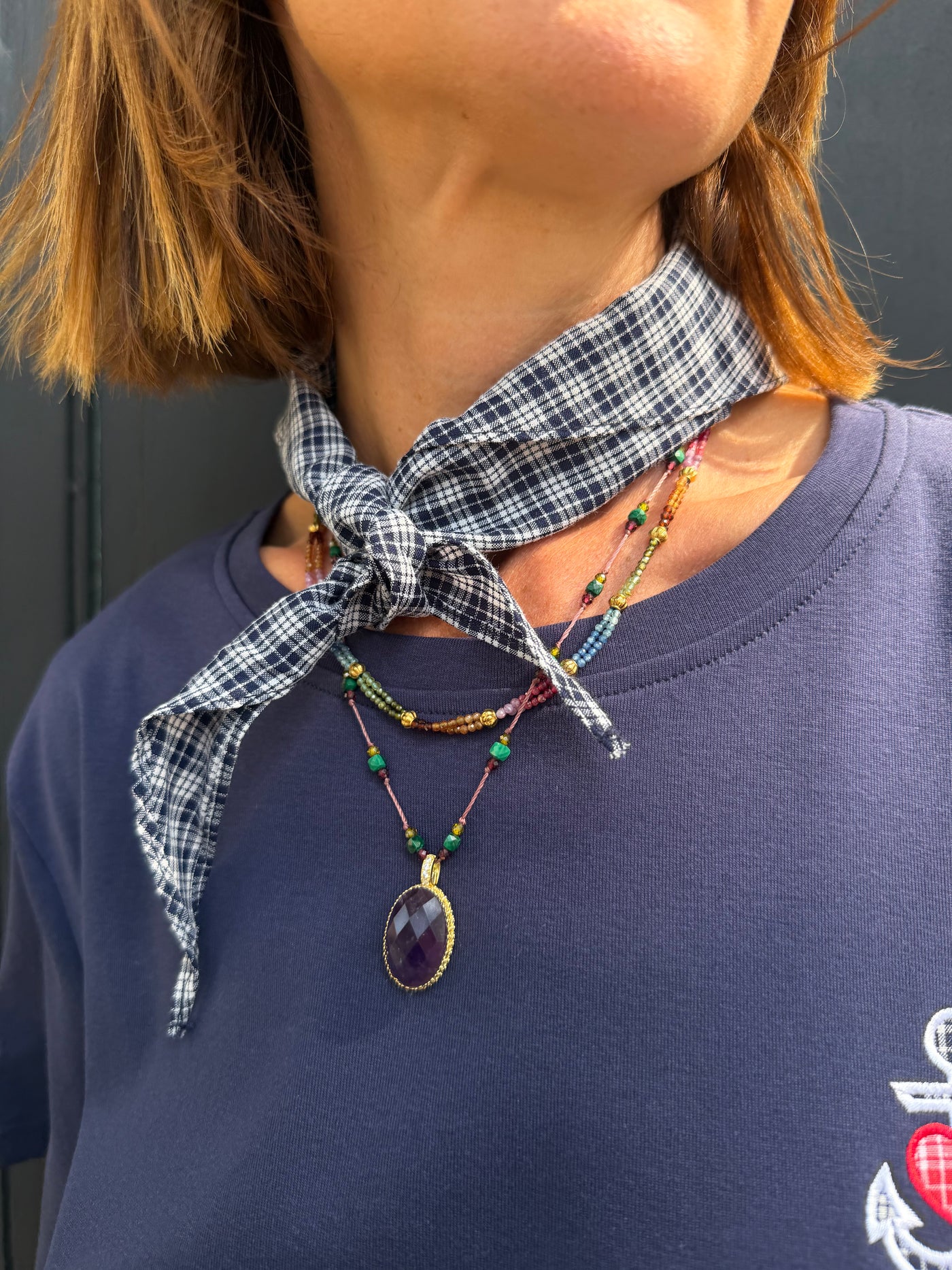 T-shirt Johanna Mera avec foulard Vichy