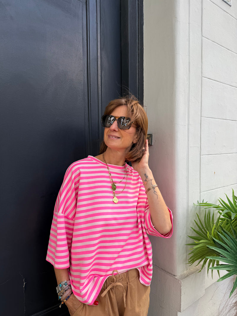 T-shirt Olivia à rayures manches courtes