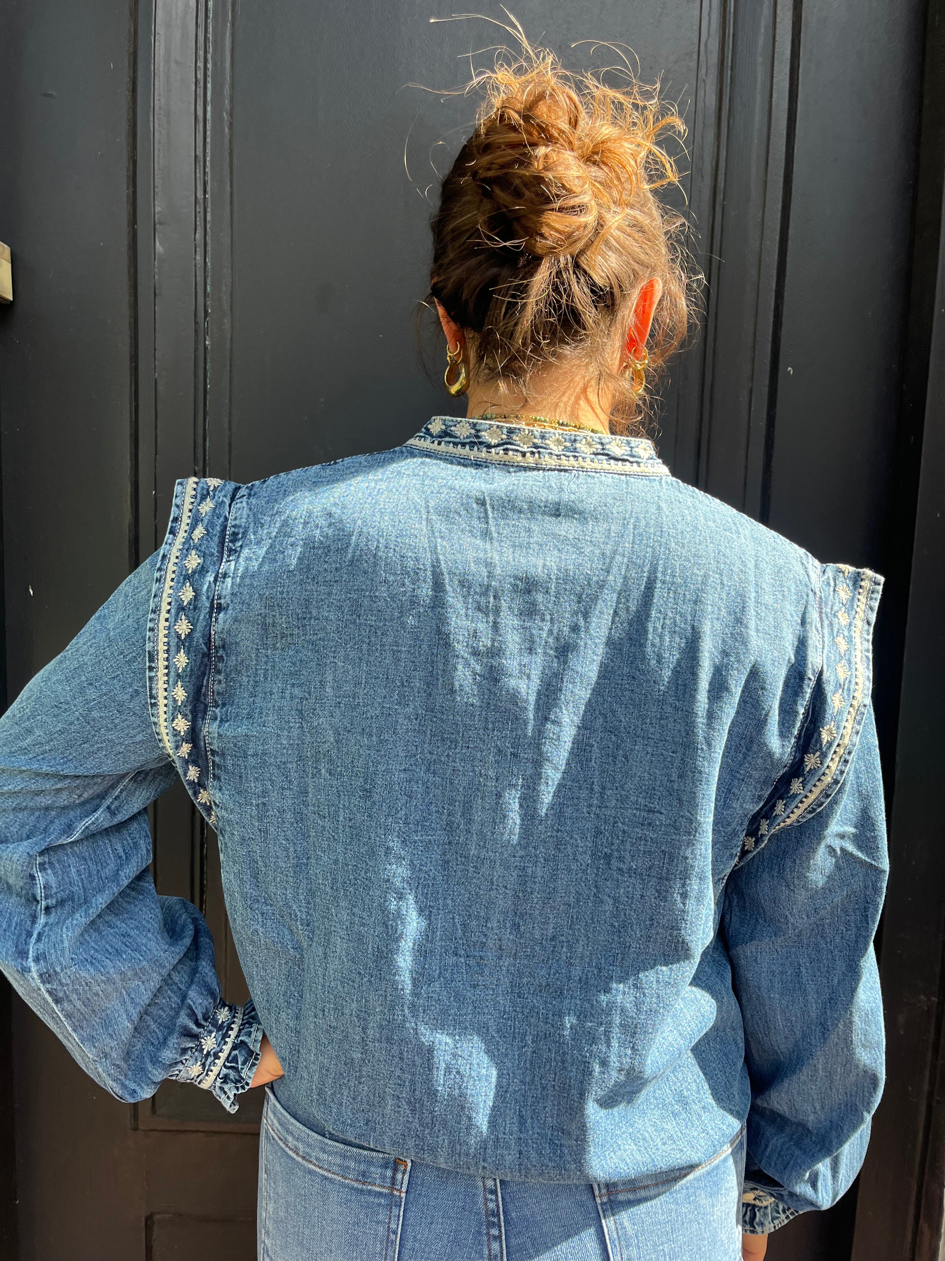 Blouse denim brodée NARCISO - MAISON HOTEL