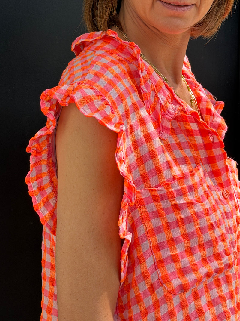 Blouse Lumia sans manches vichy