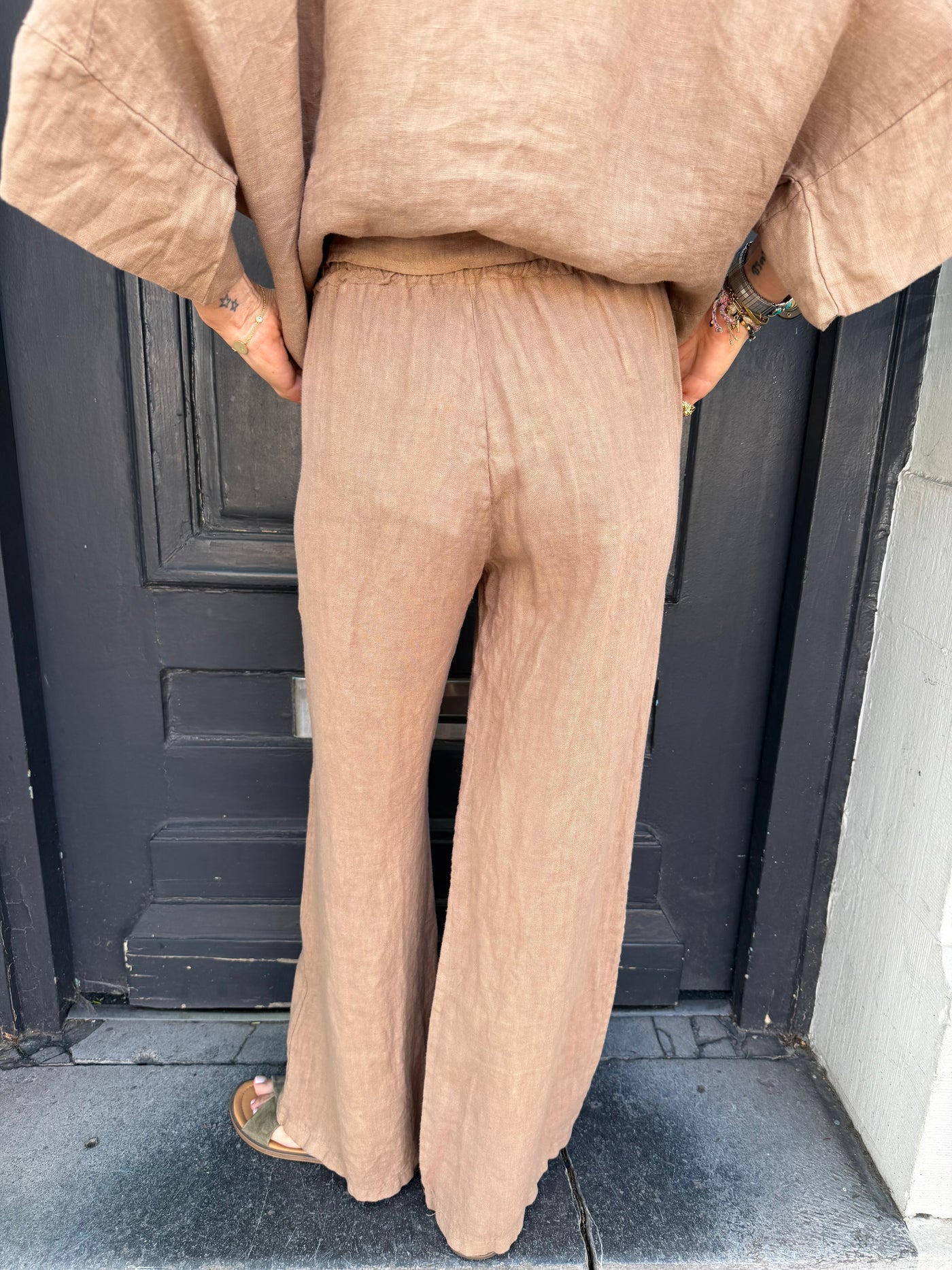 Pantalon Cameron en lin taupe