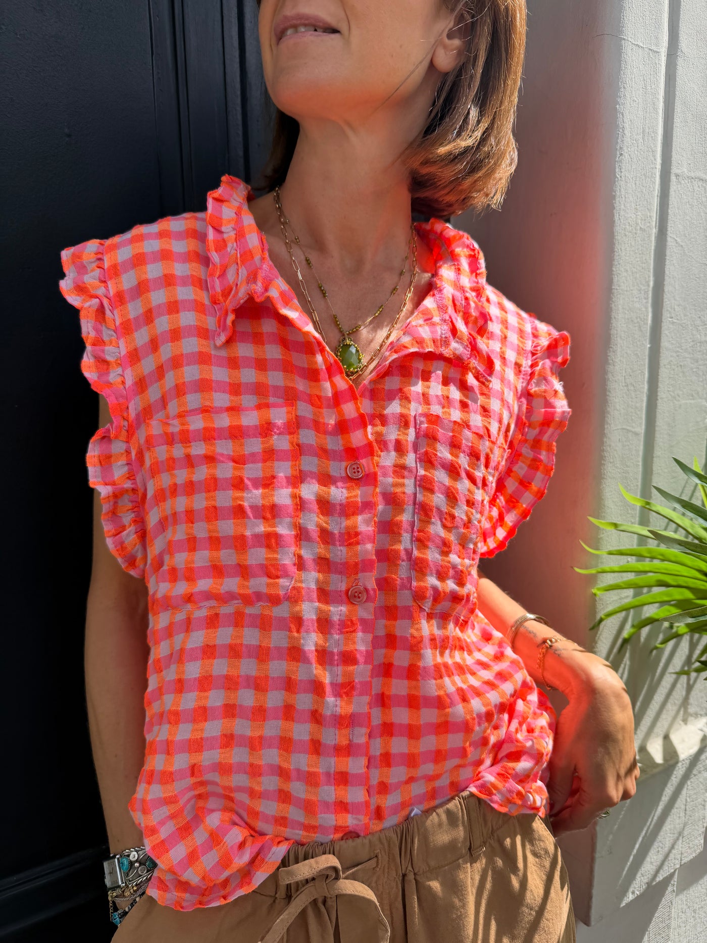 Blouse Lumia sans manches vichy