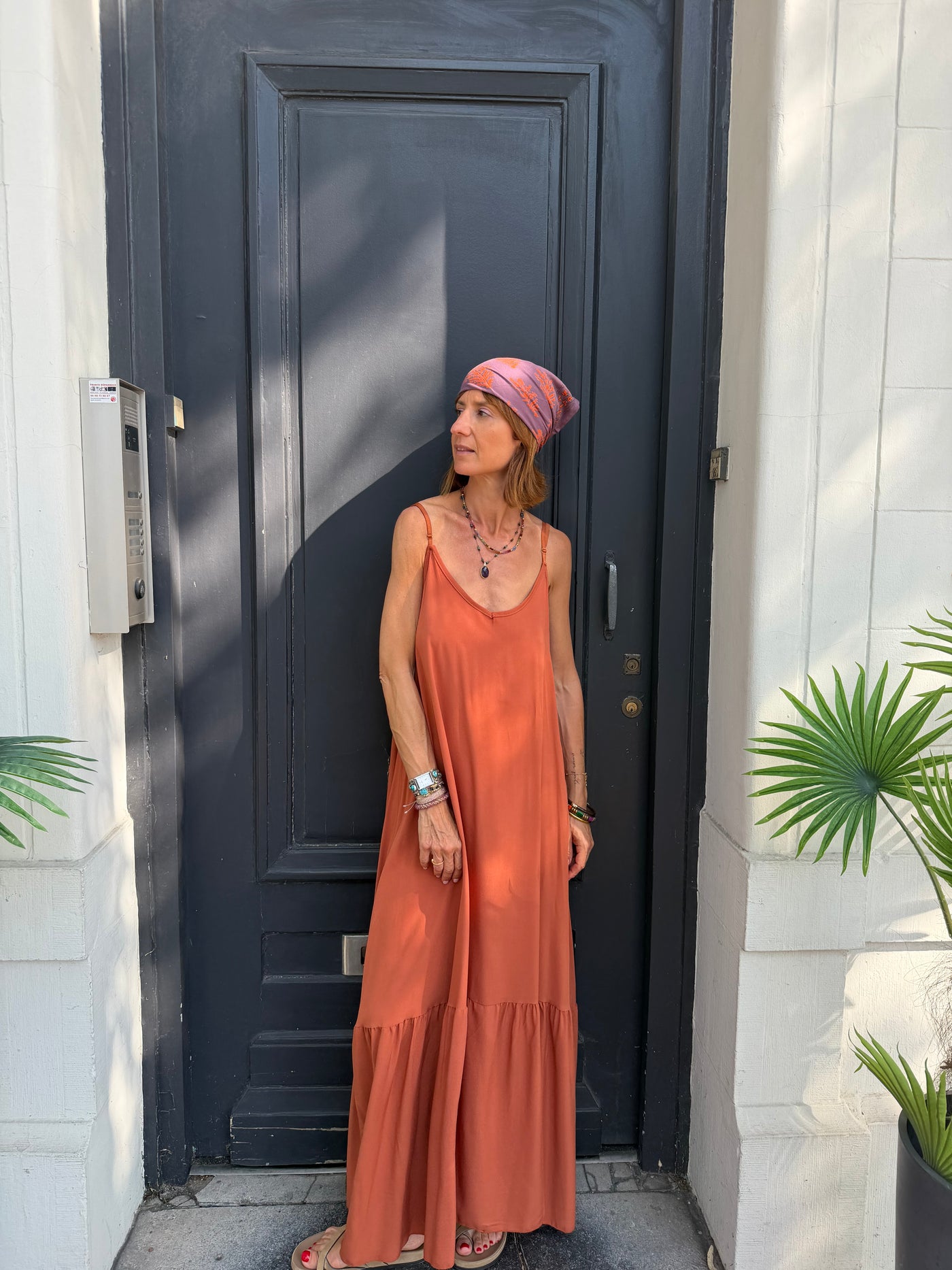 Robe Vick longue uni bretelles