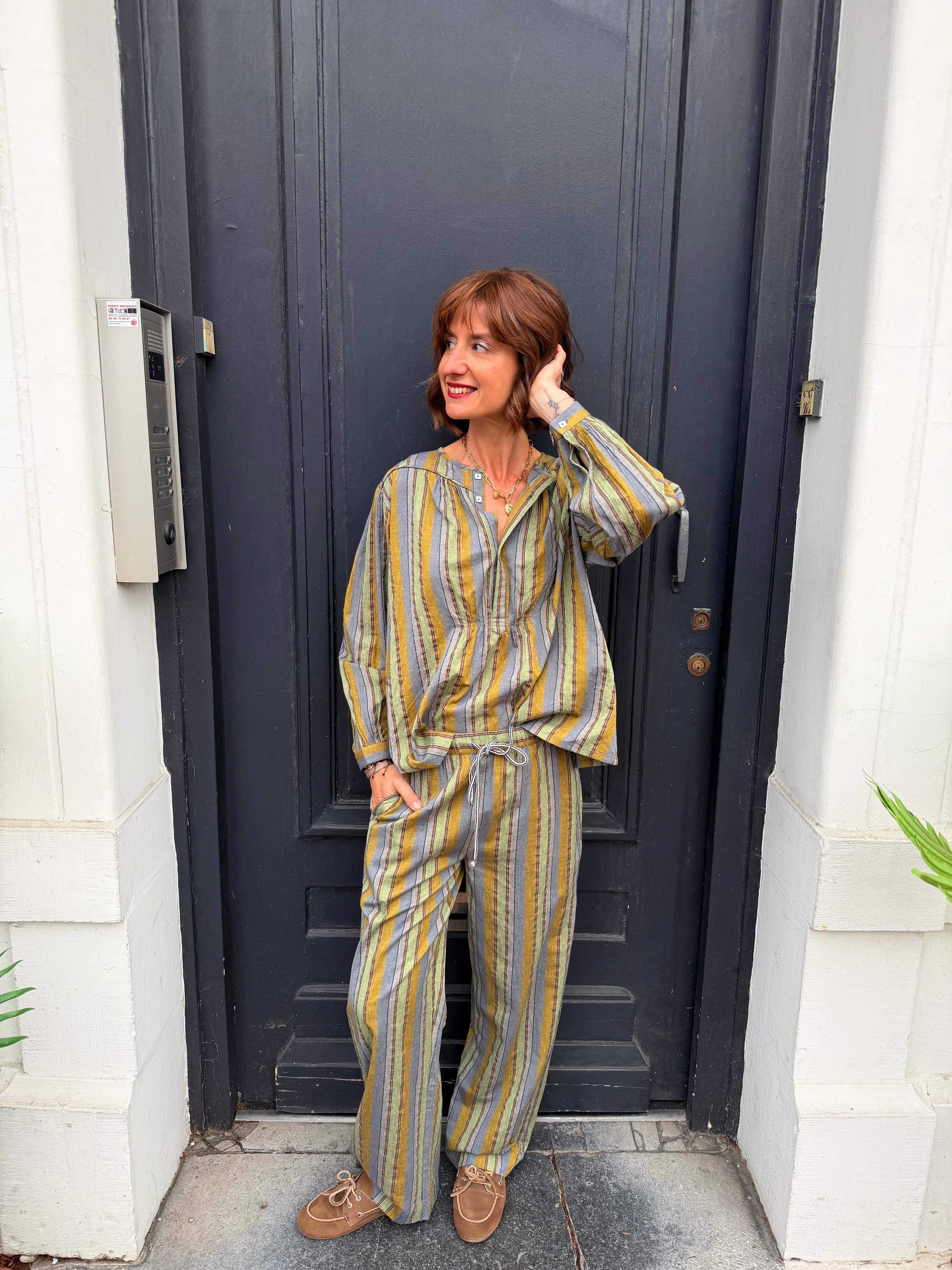 Blouse HOD Marika green stripe