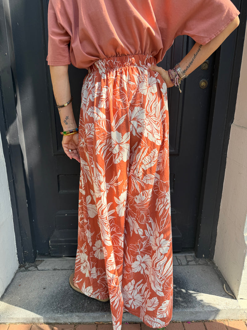 Pantalon Feuille léger terracotta