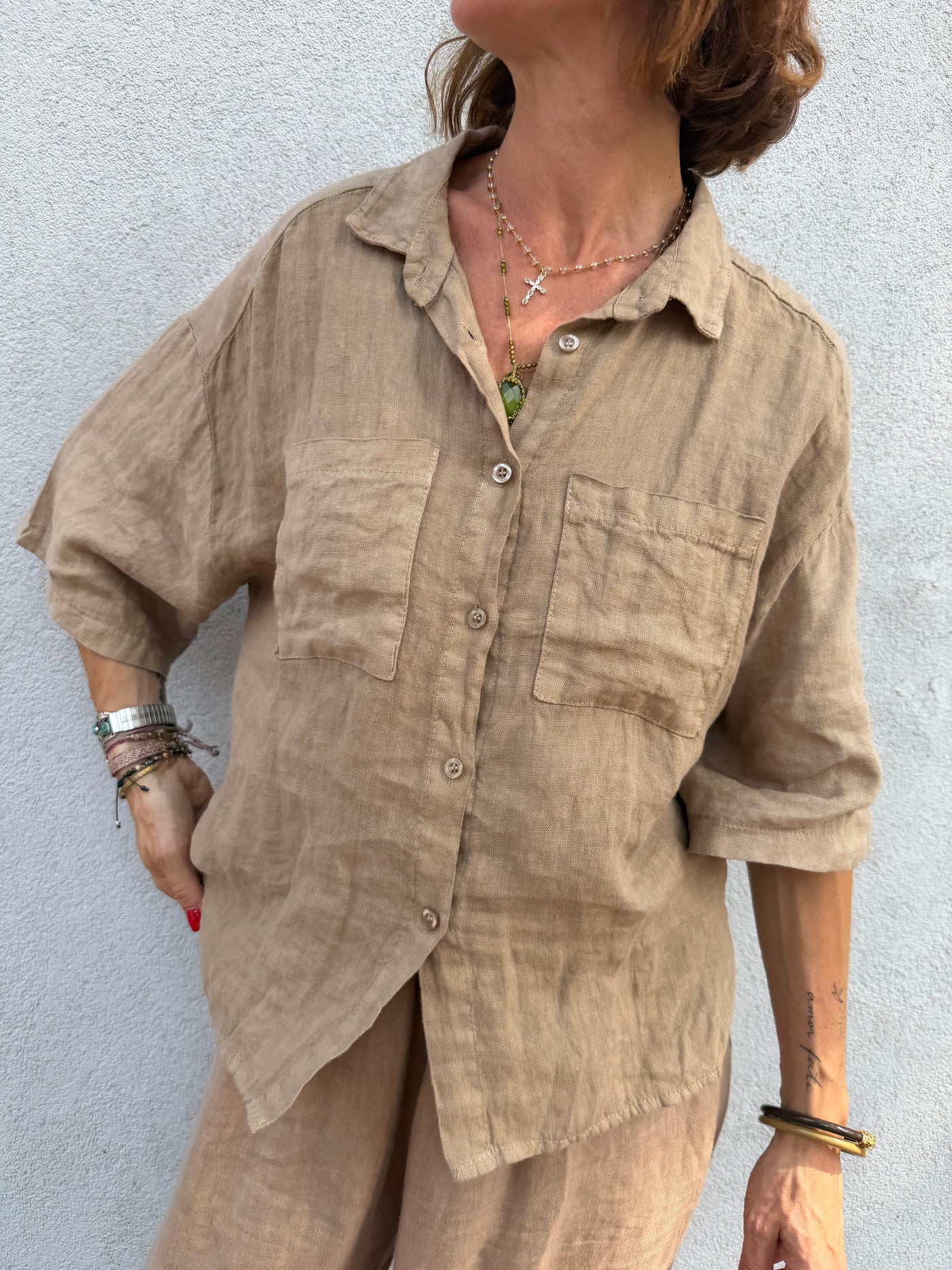 Blouse Milana en lin poches plaquées