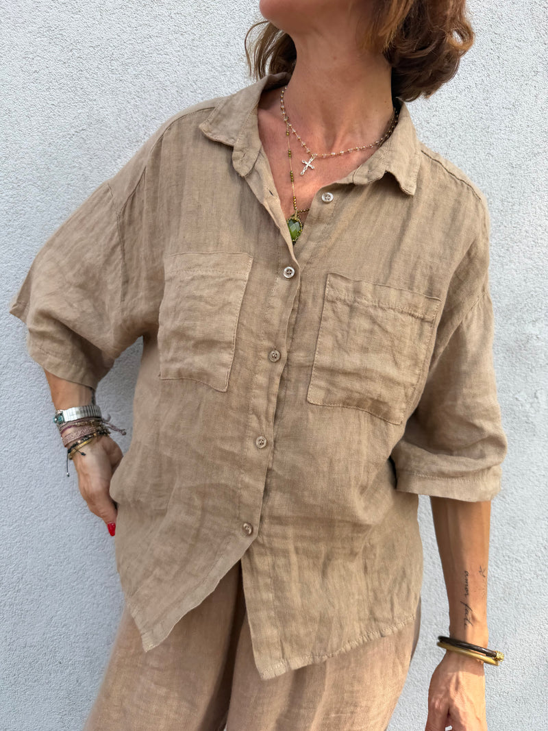 Blouse Milana en lin poches plaquées