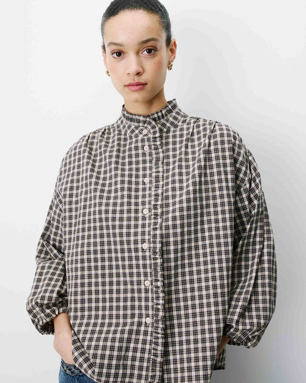 Blouse GRACE & MILA Adelie à carreaux manches bouffantes
