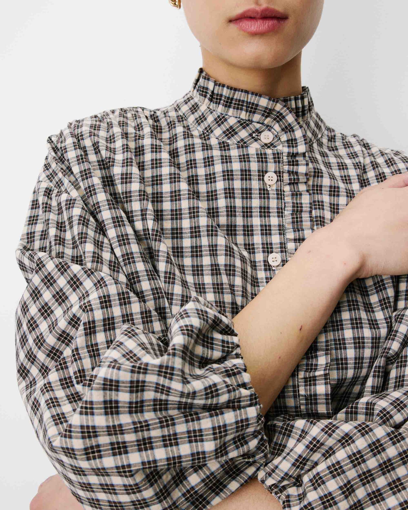 Blouse à carreaux GRACE & MILA manches bouffantes ADELIE