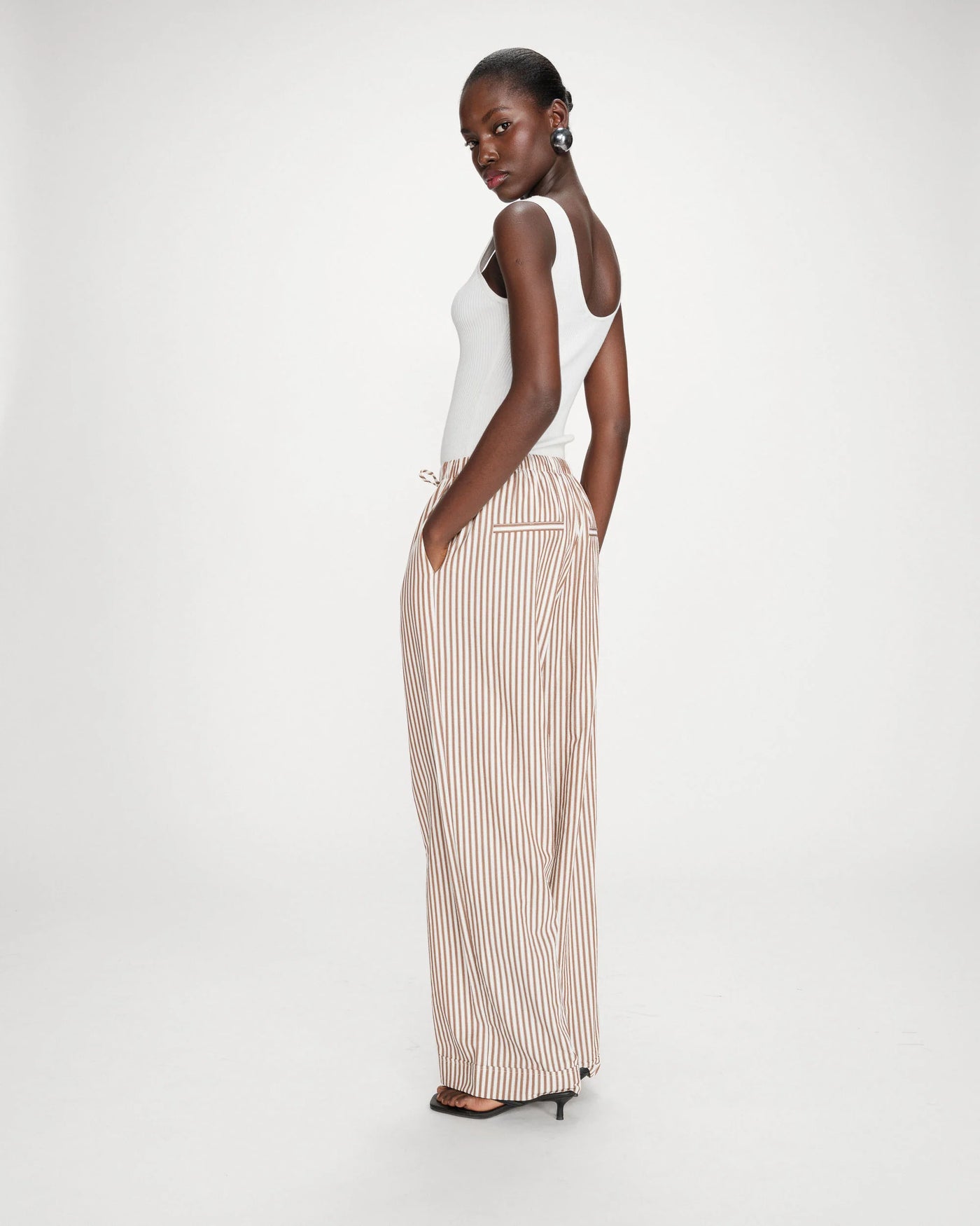 Pantalon Grace & Mila Volute à rayures mocha