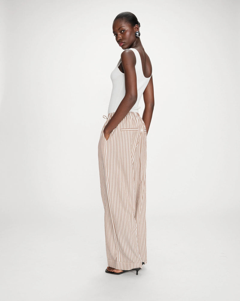 Pantalon Grace & Mila Volute à rayures mocha