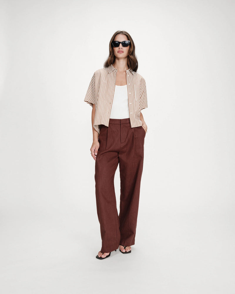Chemise Grace & Mila Versia à rayures mocha