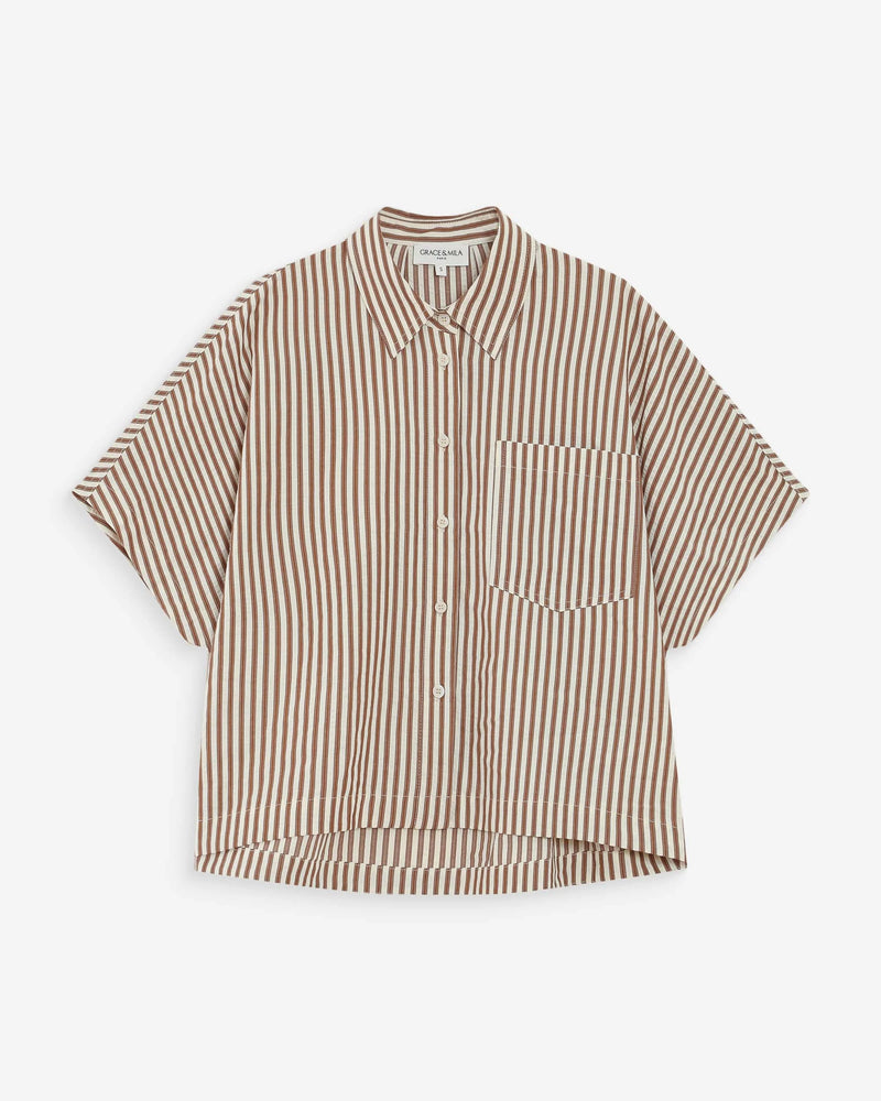 Chemise Grace & Mila Versia à rayures mocha