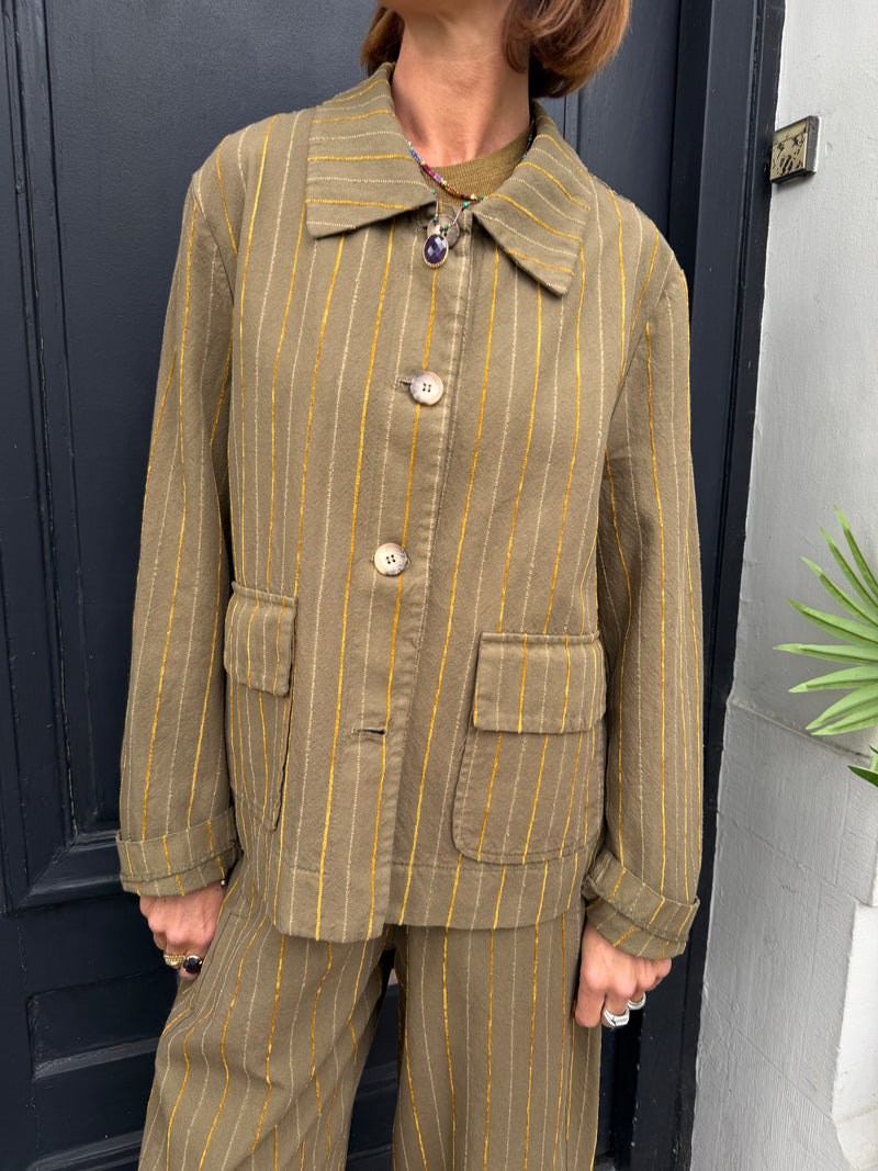 Veste Maria olive à rayure