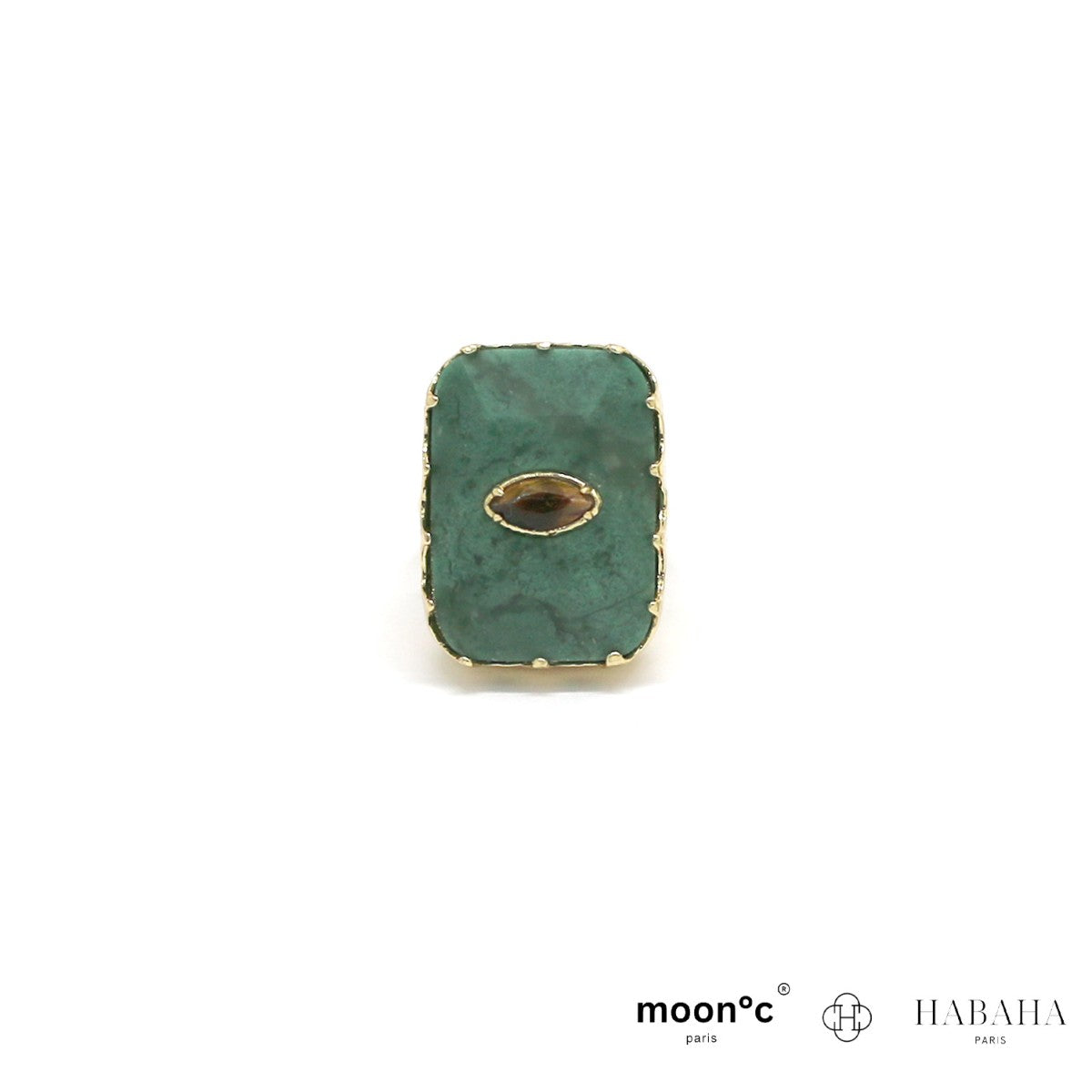 Bague Vyora rectangulaire pierre Jade Africain