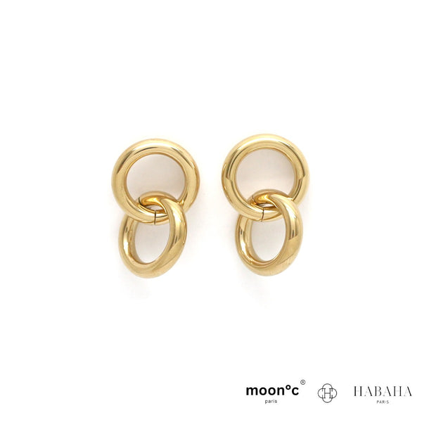 Boucle d’oreille double anneaux doré