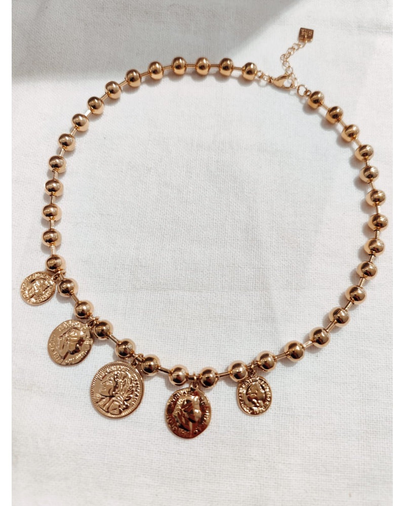 Collier breloque pièces doré