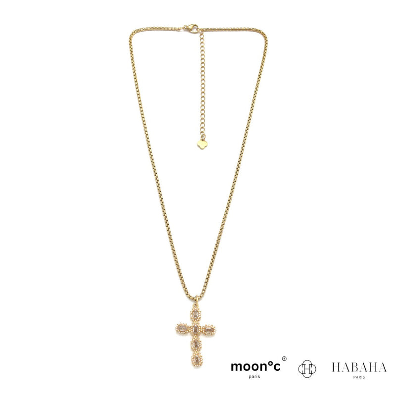 Collier croix et strass
