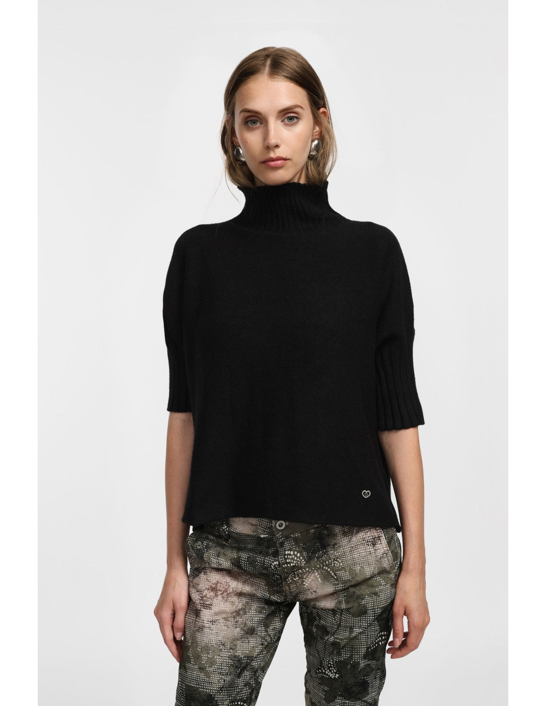 Pull noir col roulé MAT Please