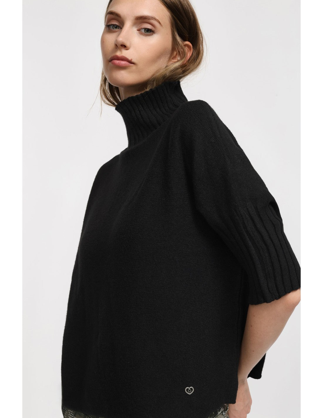 Pull noir col roulé MAT Please