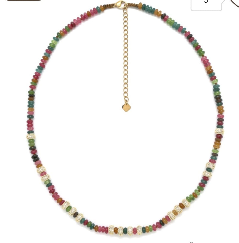 Collier Lou pierres et strass blanc-
