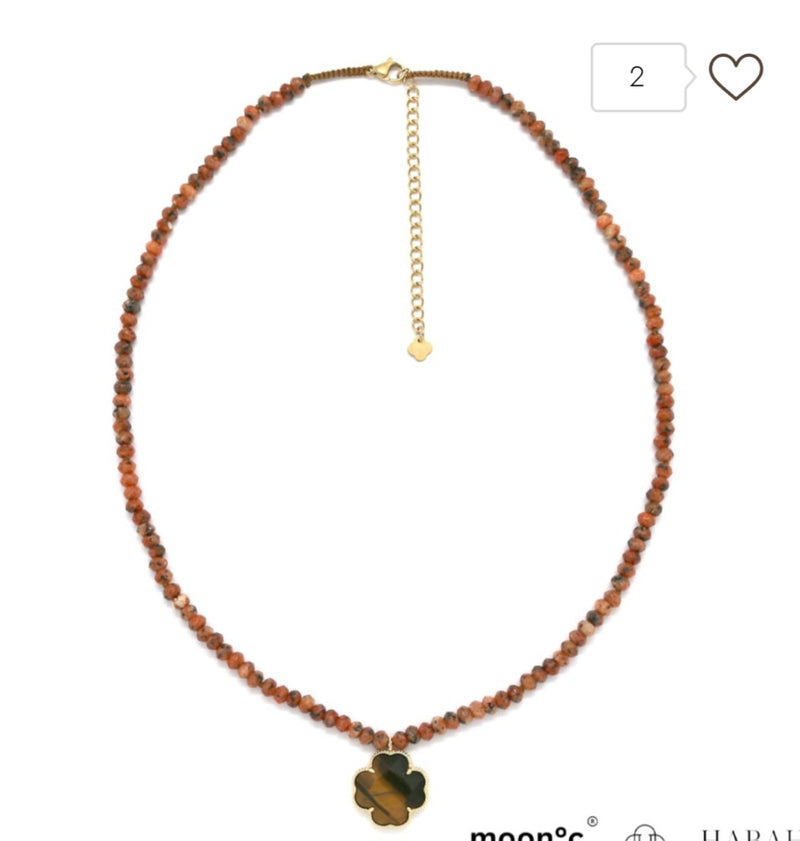 Collier oeil de tigre Trèfle