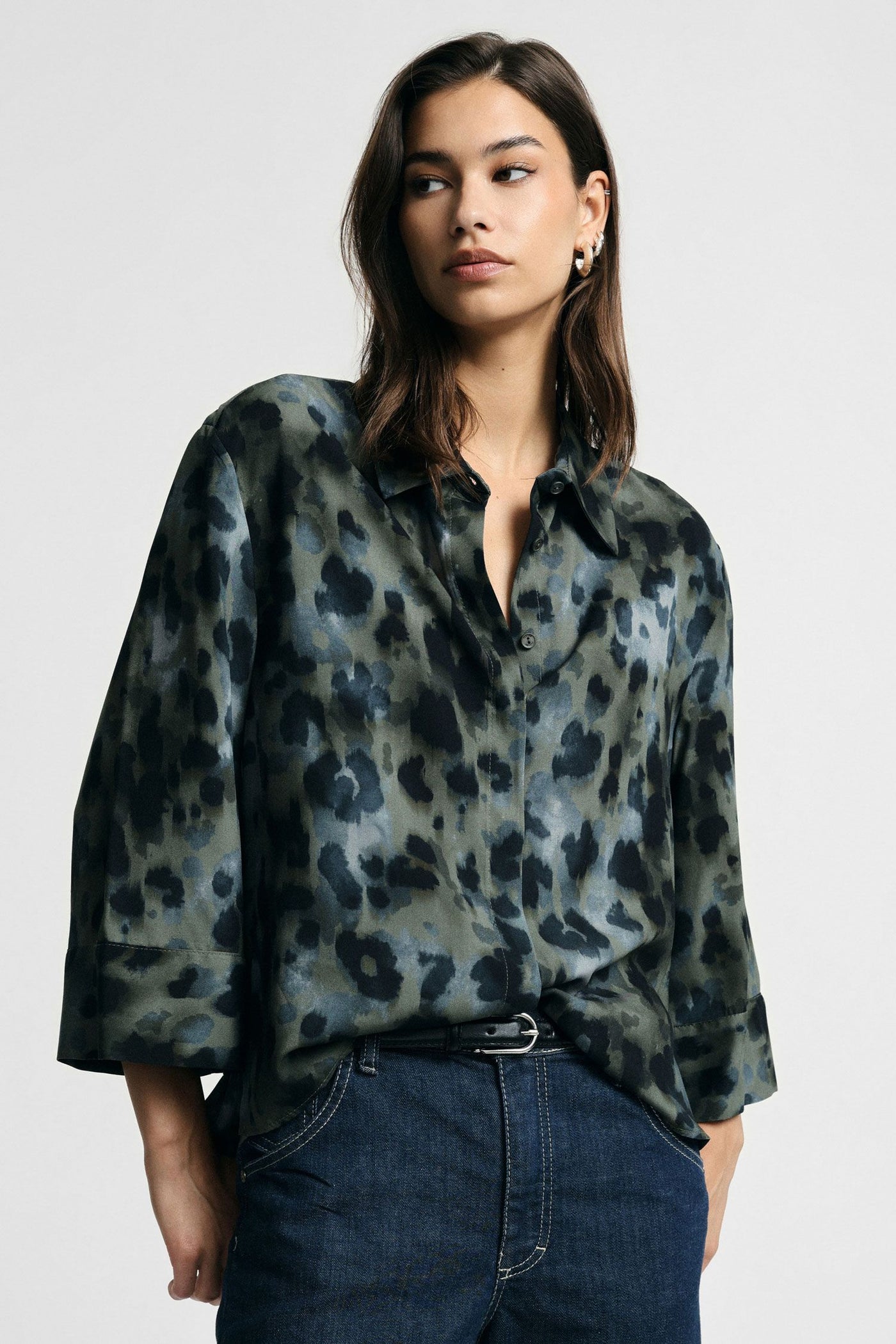 Blouse Please Vicky Manches 3/4 Léopard Blu