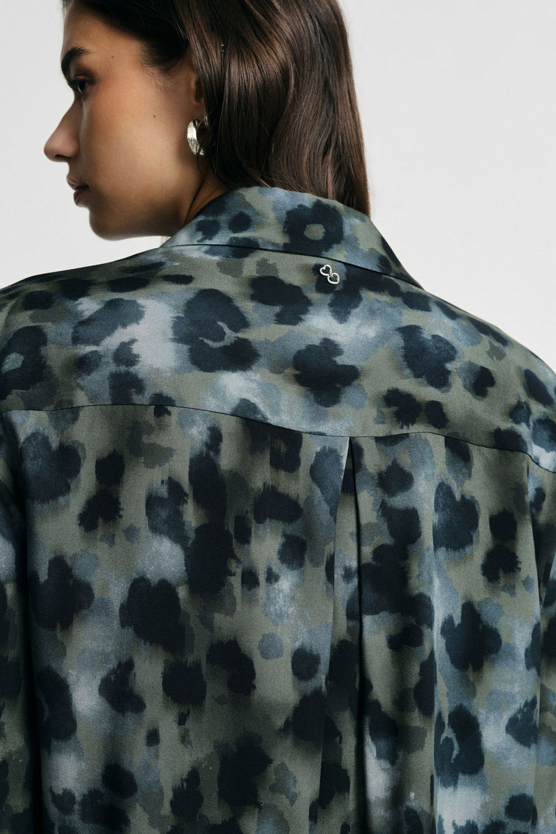 Blouse Please Vicky Manches 3/4 Léopard Blu
