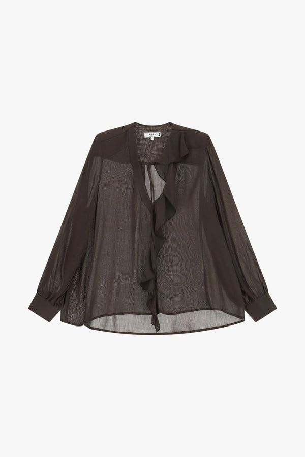 Blouse Please Charlotte à volants Taupe Foncé