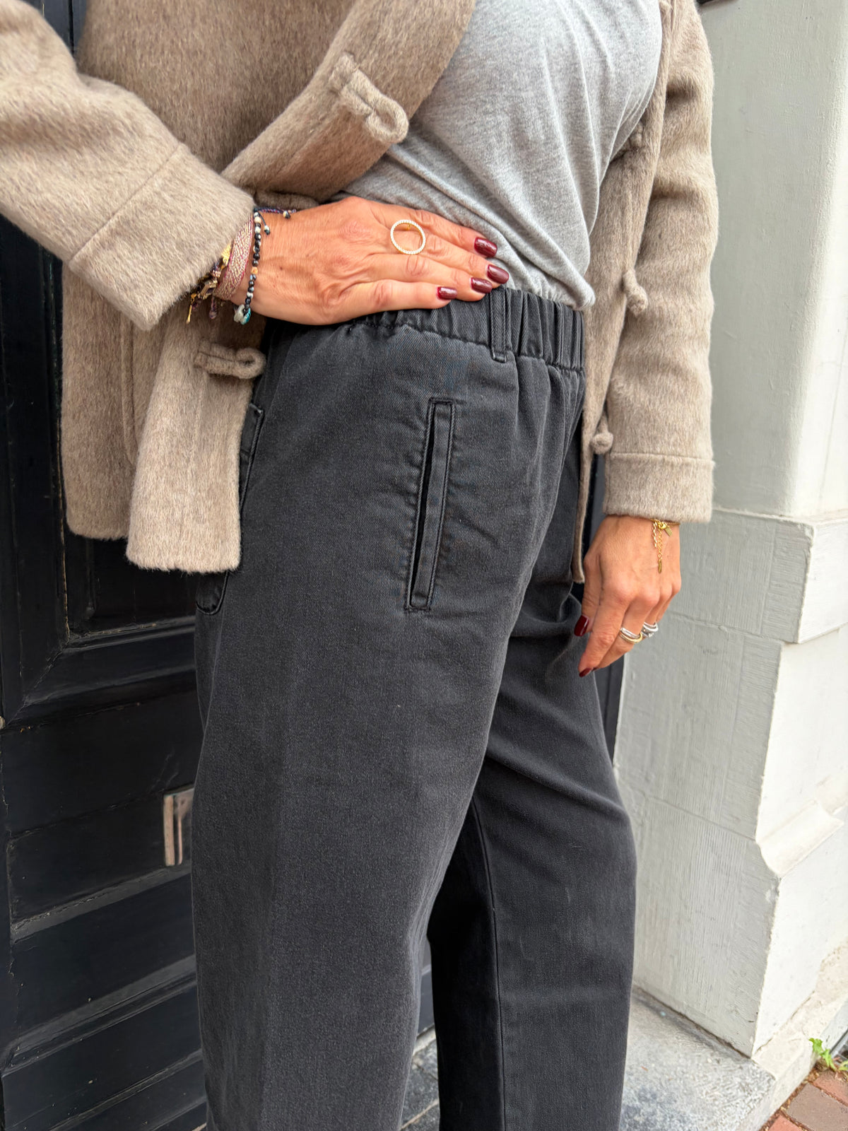 Pantalon HOD Jim Large Taille élastiquée Black Jean