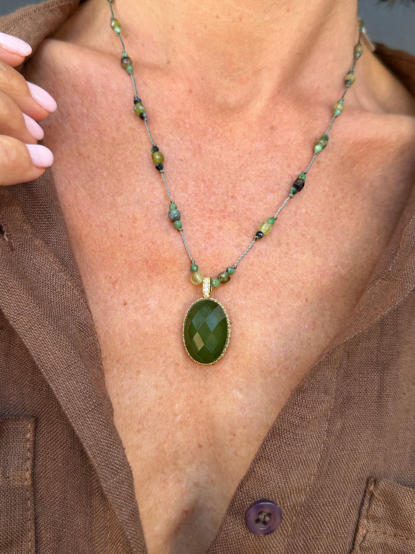 Collier LOU pierres et chaînes perles