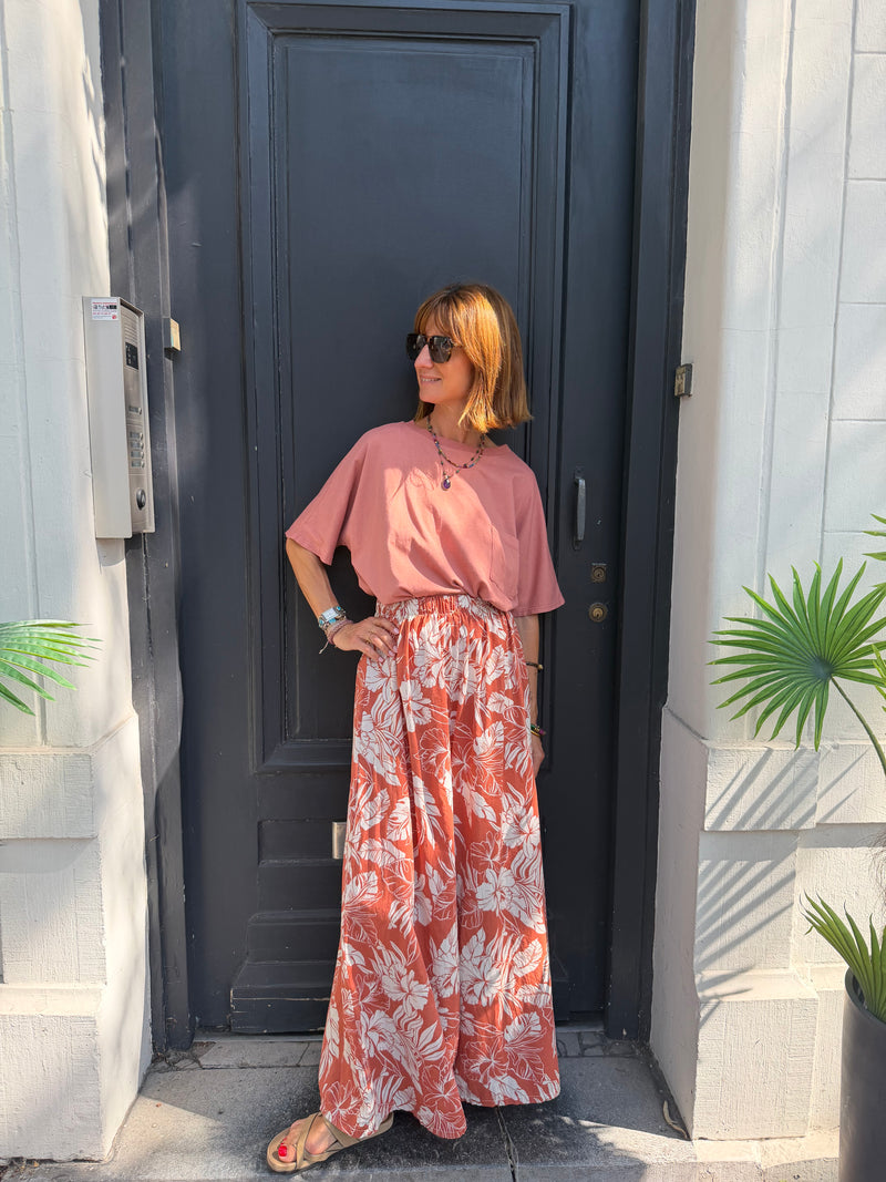 Pantalon Feuille léger terracotta