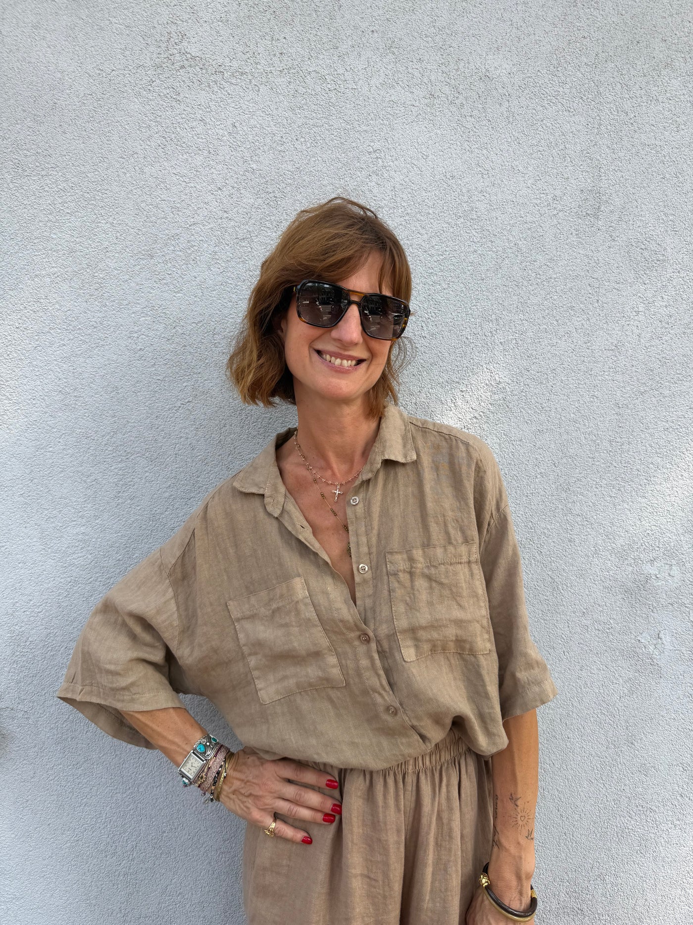 Blouse Milana en lin poches plaquées