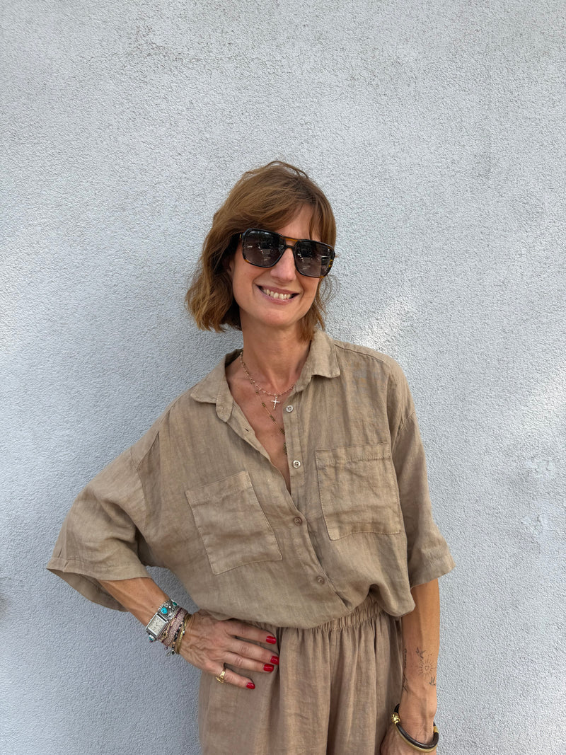 Blouse Milana en lin poches plaquées
