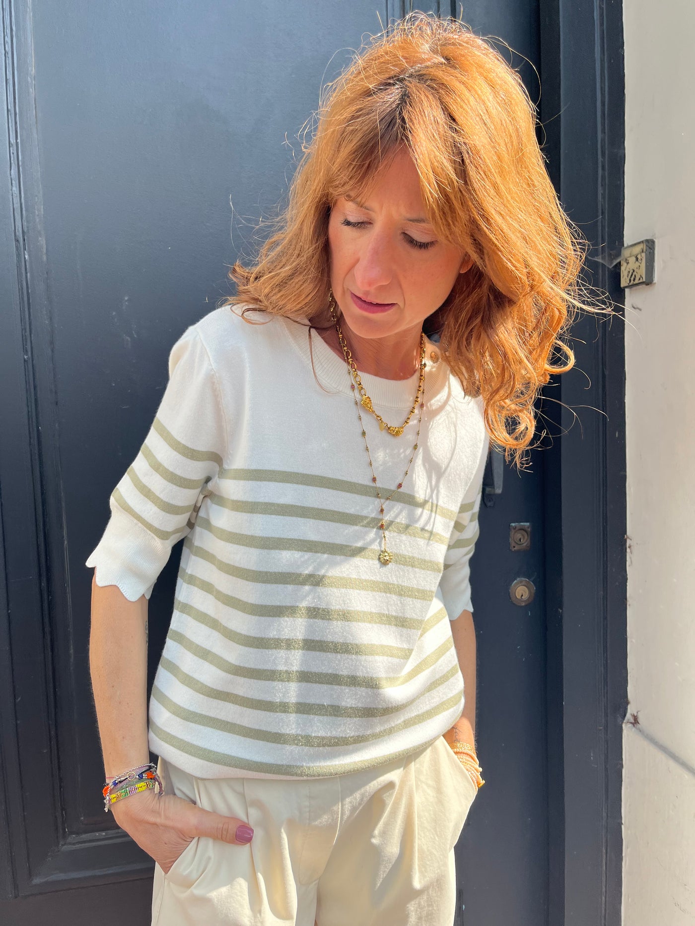 Pull CREAM VILLEA manches courtes