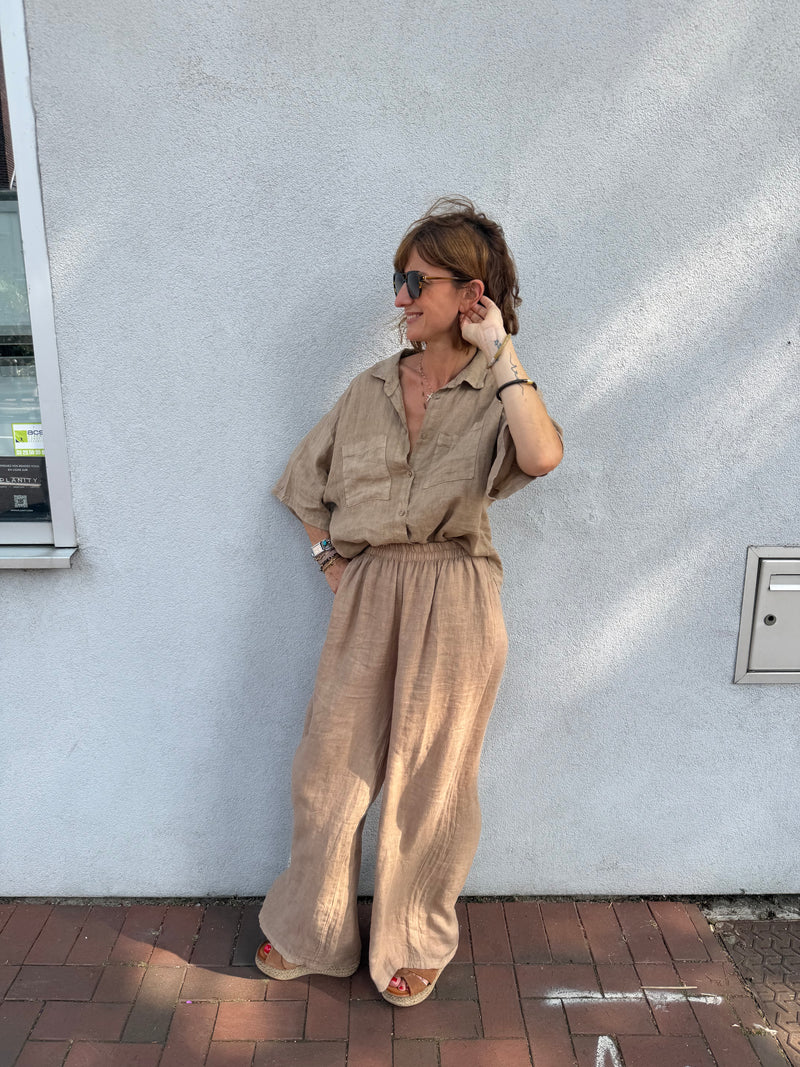 Blouse Milana en lin poches plaquées