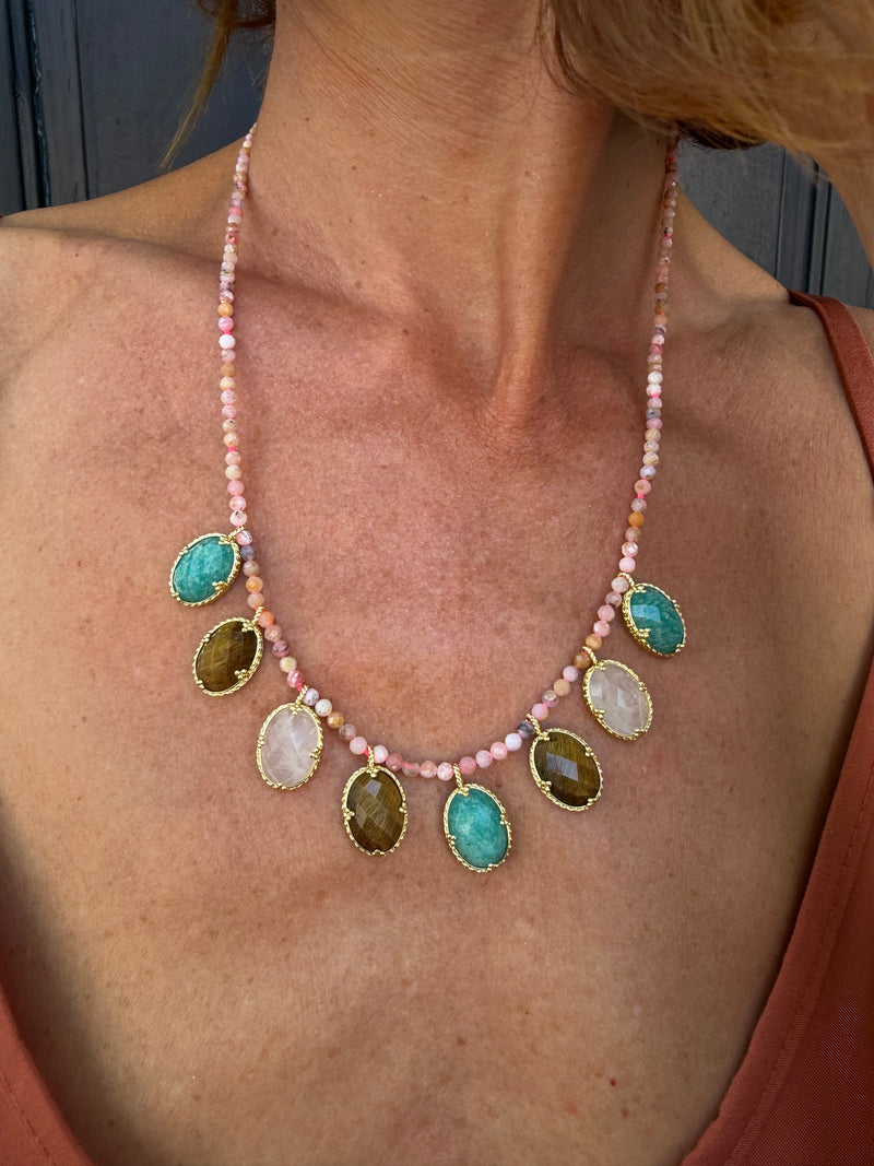 Collier Solea 8 pierres cabochon
