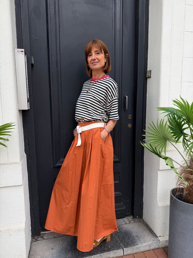 Jupe Sofia uni terracotta en coton