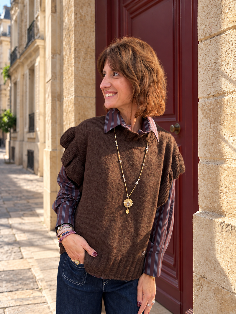 Pull Please Magda Sans manches Col Cheminé