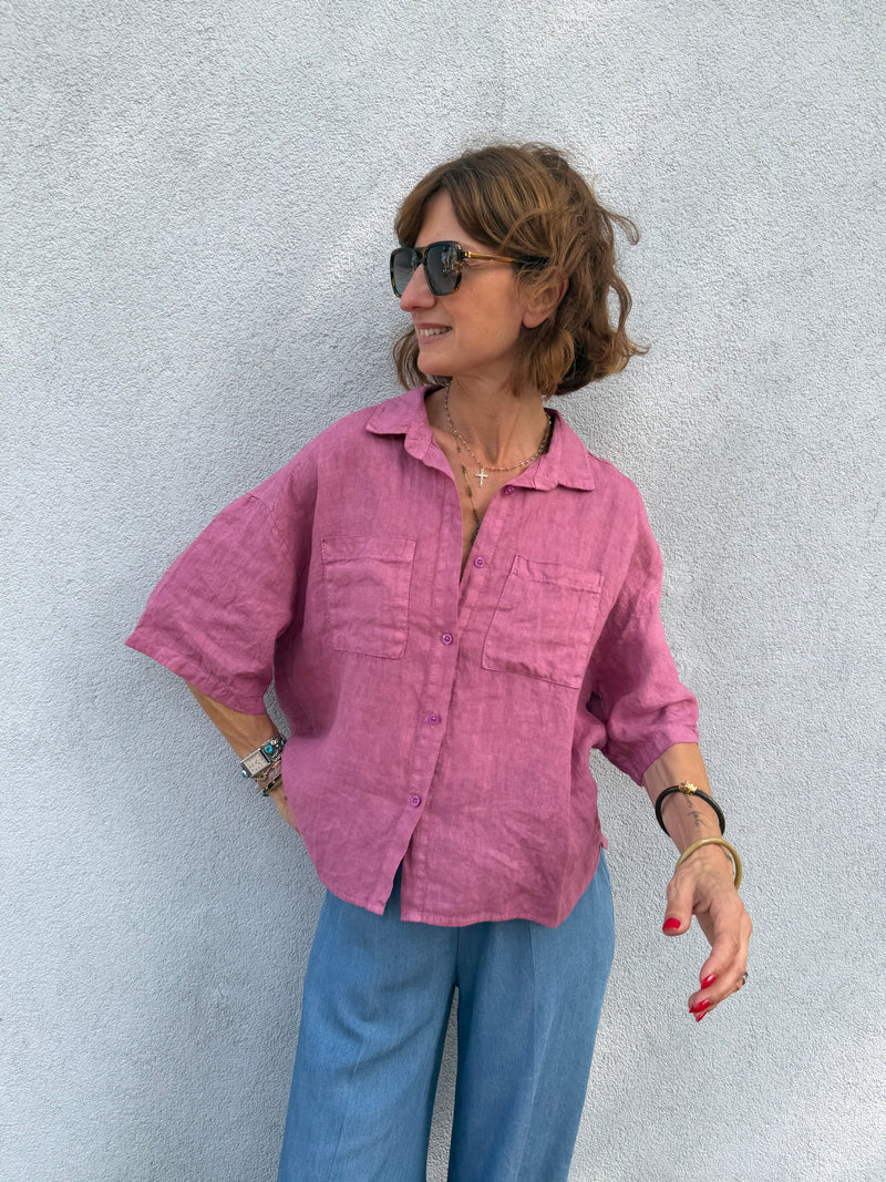 Blouse Milana en lin poches plaquées
